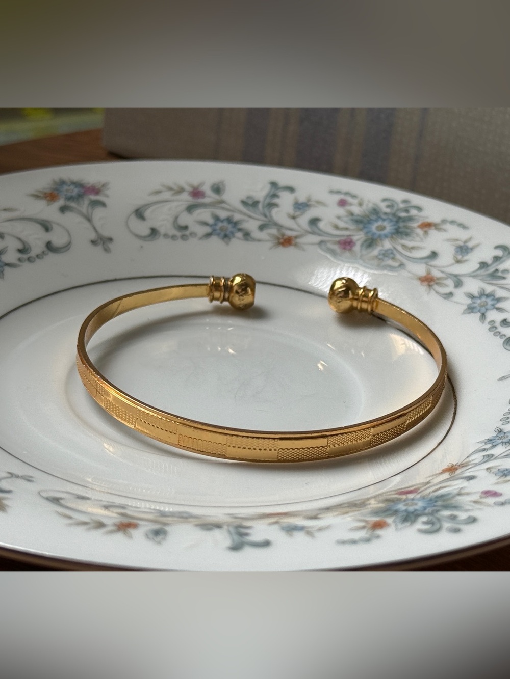 Gold tone Textured Cuff Bracelet bangles- Women's Jewelry